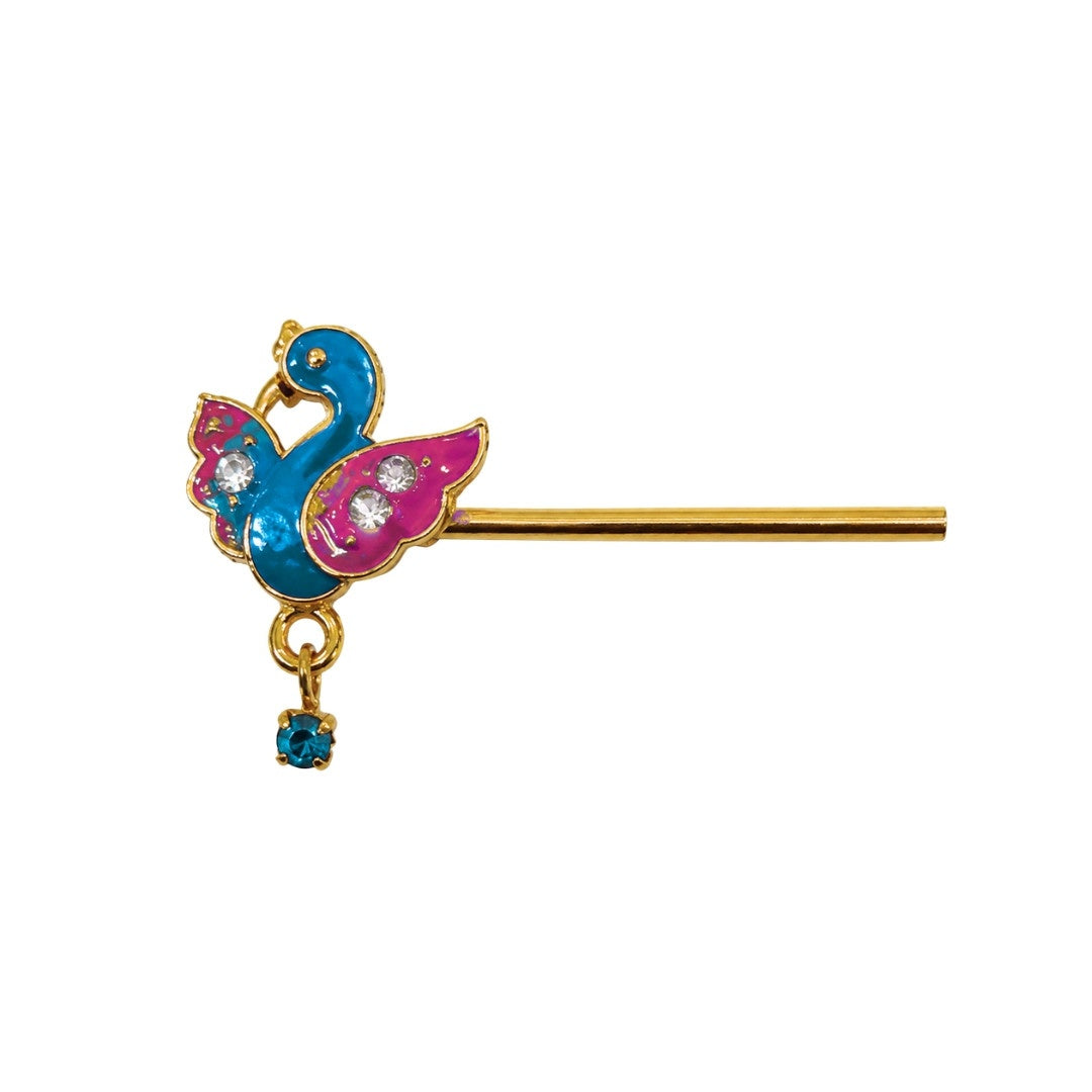 Lordkart Sky Blue and Pink Enamel Swan Laddu Gopal Bansuri