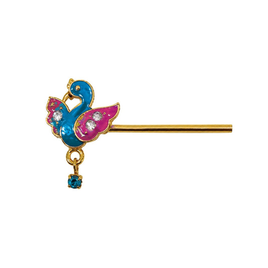 Lordkart Sky Blue and Pink Enamel Swan Laddu Gopal Bansuri