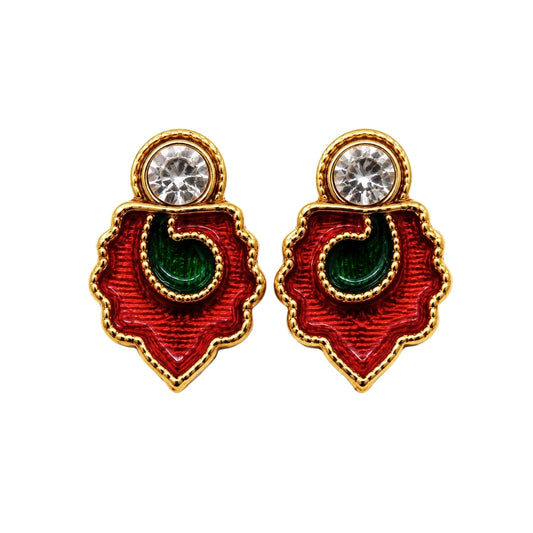 Premium Red Color Jarkan Earrings for Laddu Gopal (Size 0-6)