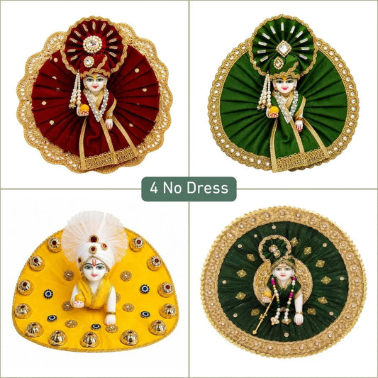 Designer Laddu Gopal Premium Heavy Dress Set Combo with Matching Mukut