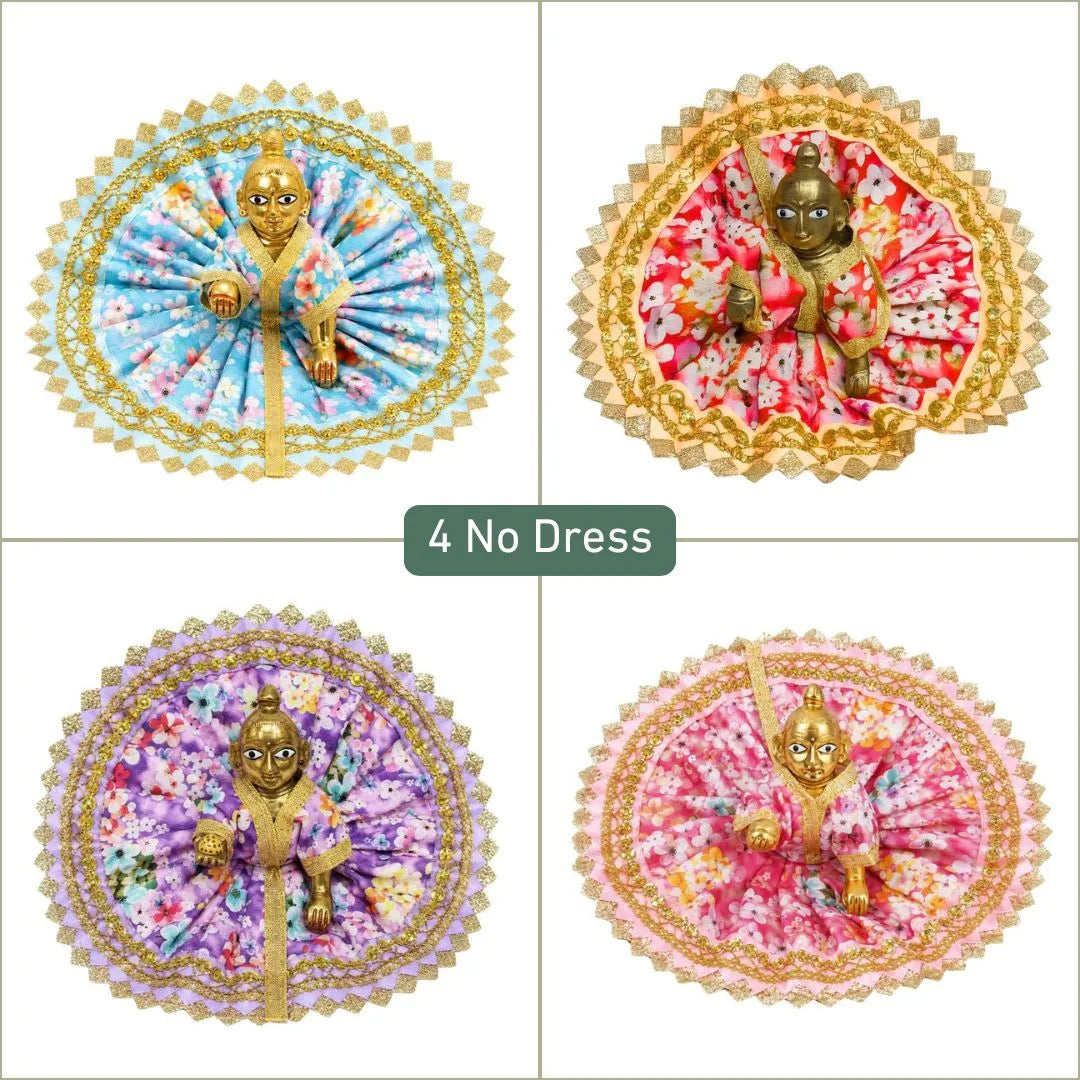 Premium Floral Print Laddu Gopal Dress Combo Set of 4 (Size No. 4)