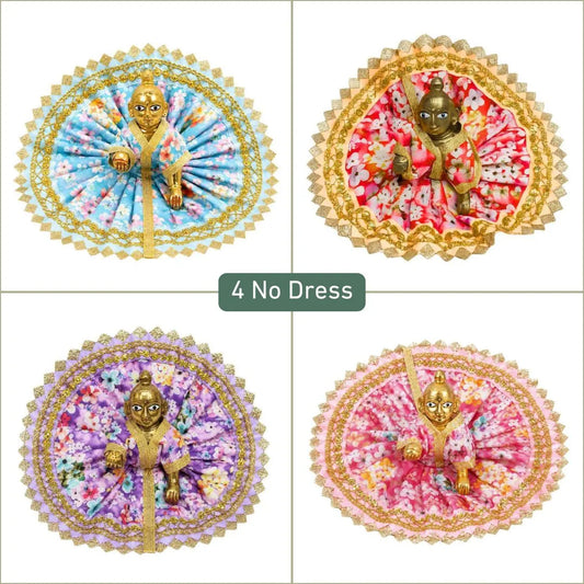 Premium Floral Print Laddu Gopal Dress Combo Set of 4 (Size No. 4)