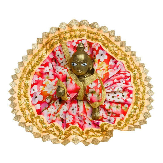 Elegant Red Floral Cotton Dress for Laddu Gopal Summer