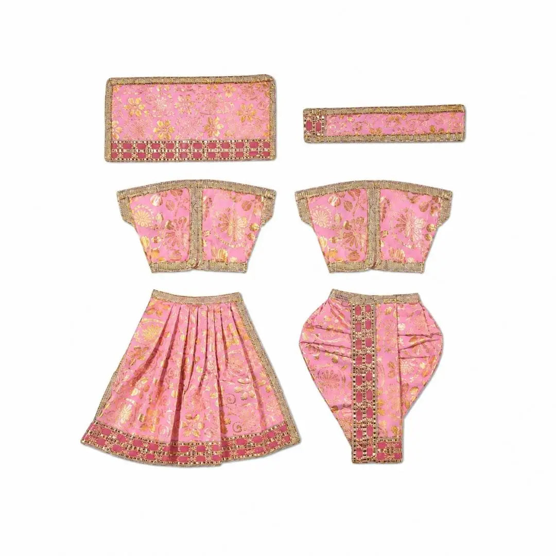 Fancy Light Pink Dress for Radha Krishna with Premium Lace Work