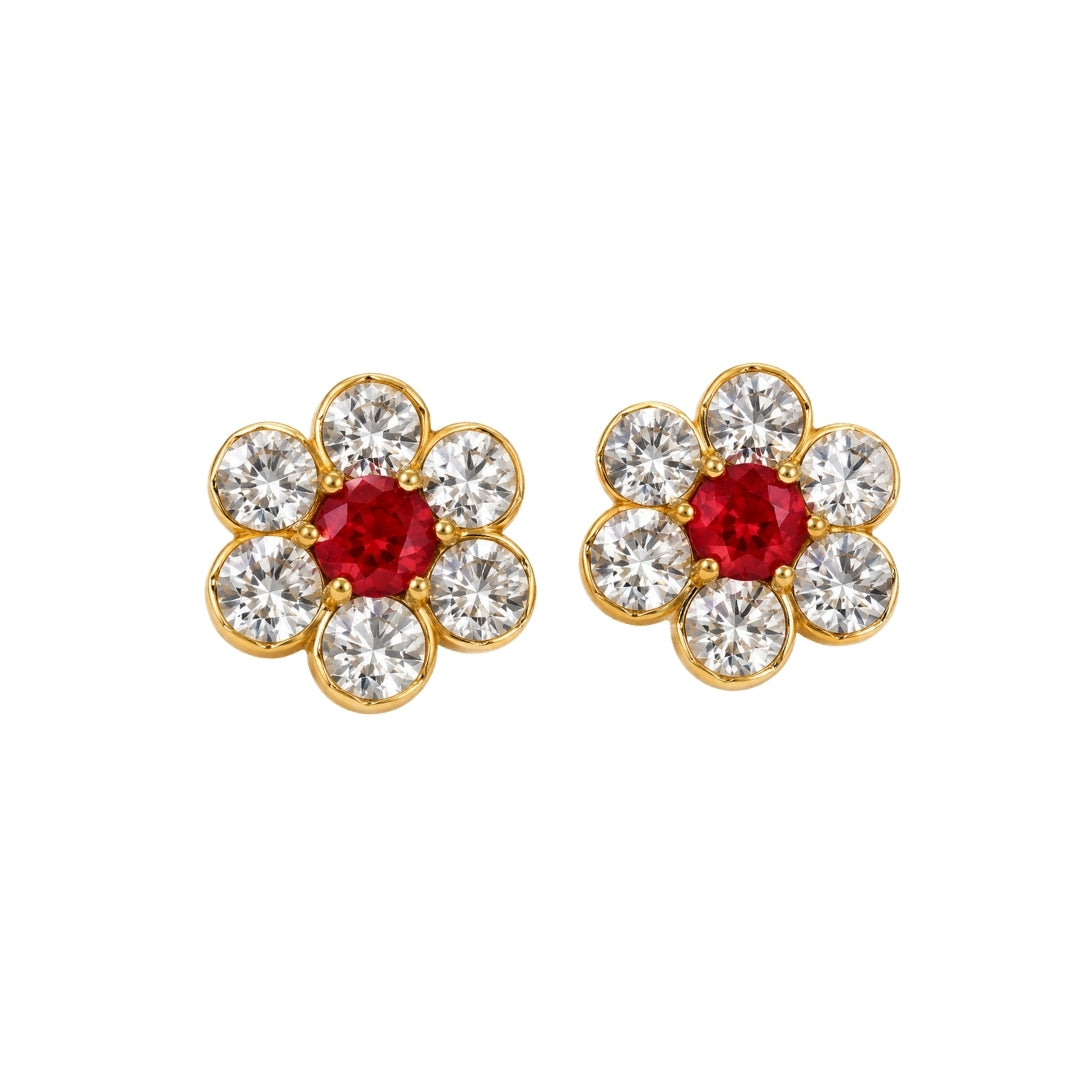 Premium Red Jarkan Earrings for Laddu Gopal & Thakur Ji (Size 0-6)