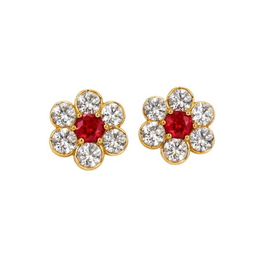 Premium Red Jarkan Earrings for Laddu Gopal & Thakur Ji (Size 0-6)