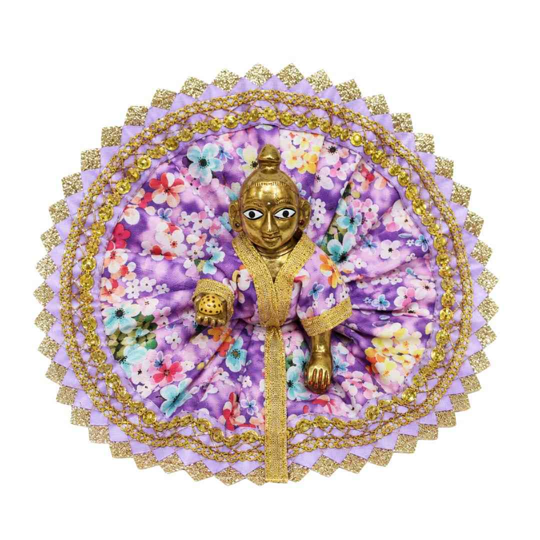 Light Purple Floral Cotton Poshak for Laddu Gopal