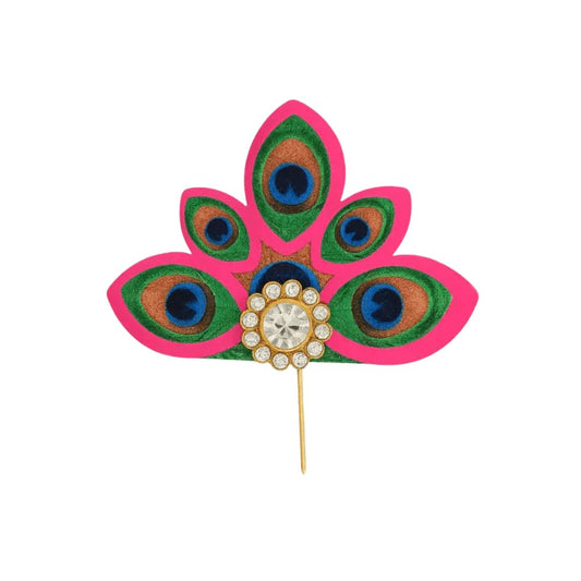 Pink Peacock Feather Design Kalangi for Laddu Gopal