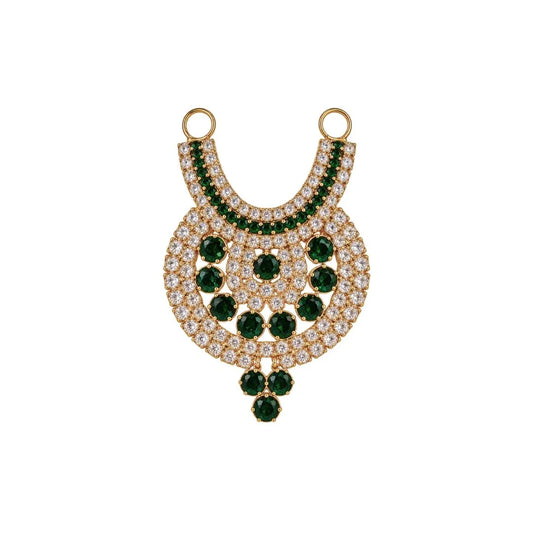 Handcrafted 2-Inch Emerald Green & American Diamond Laddu Gopal Necklace