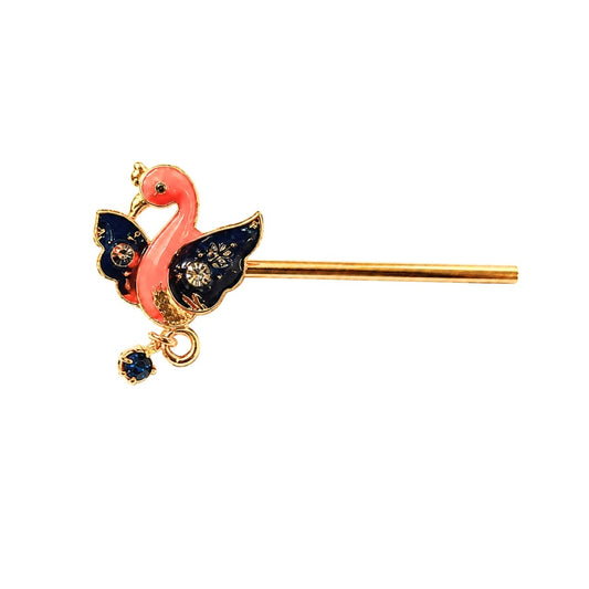 Lordkart Pink and Navy Blue Swan Design Laddu Gopal Bansuri