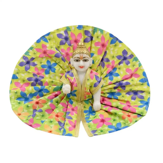 Floral Print Yellow Cotton Laddu Gopal Dress (Poshak)