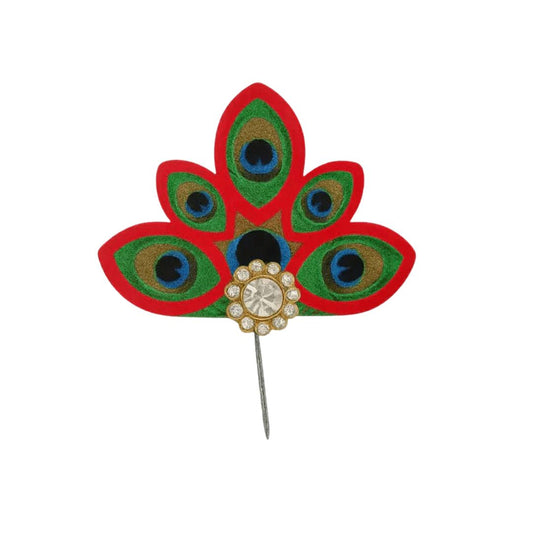 Red Peacock Feather Design Kalangi for Laddu Gopal