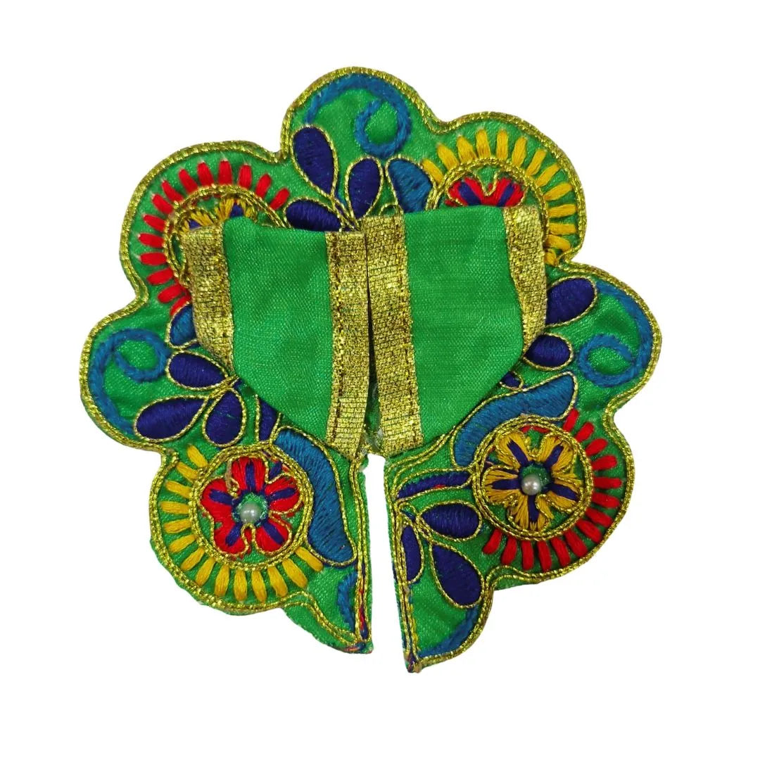 Vibrant Green Floral Embroidered Laddu Gopal Poshak (Size 0)