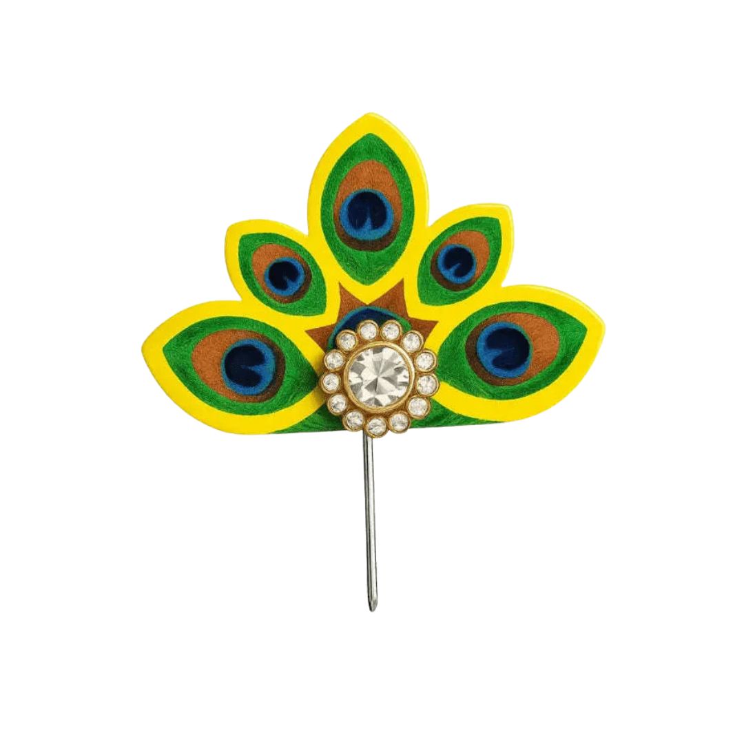 Yellow Peacock Feather Design Kalangi for Kanha Ji
