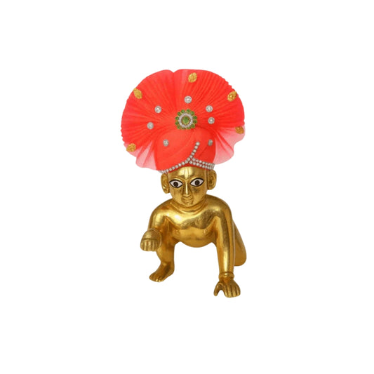 Zari and Stone Work Pink Mukut for Laddu Gopal