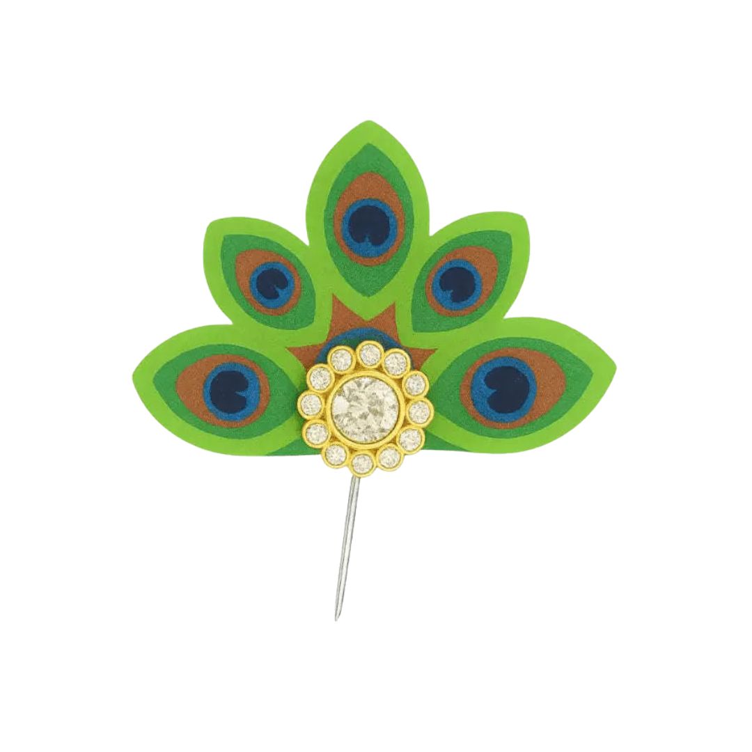 Green Peacock Feather Design Kalangi for Thakur ji