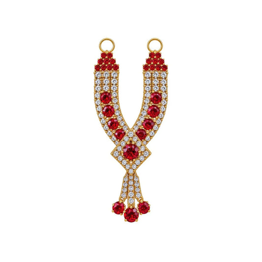 Red & White Stone Studded Gold-Plated Necklace for Laddu Gopal (2 Inch)