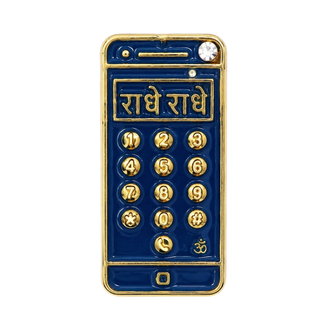 Radhe Radhe Dark Blue Gold Metal Toy Mobile for Laddu Gopal Ji