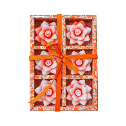Lotus Flower Shape Scented Candles for Diwali Puja & Home Decoration Set of 6