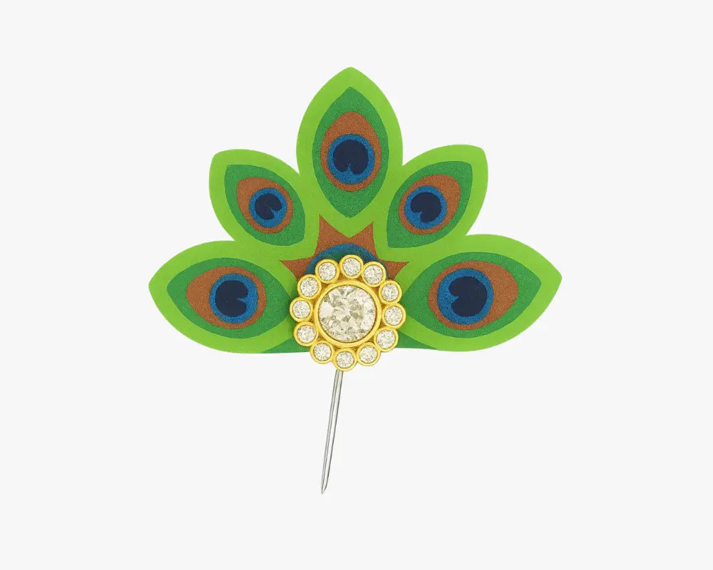 Green Peacock Feather Design Kalangi for Thakur ji Lordkart