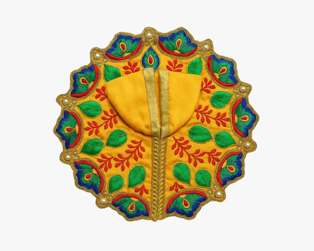 Peacock Embroidered Yellow Dress for Laddu Gopal Lordkart