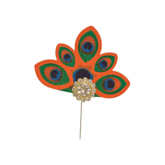 Orange Peacock Feather Design Kalangi for Thakur ji