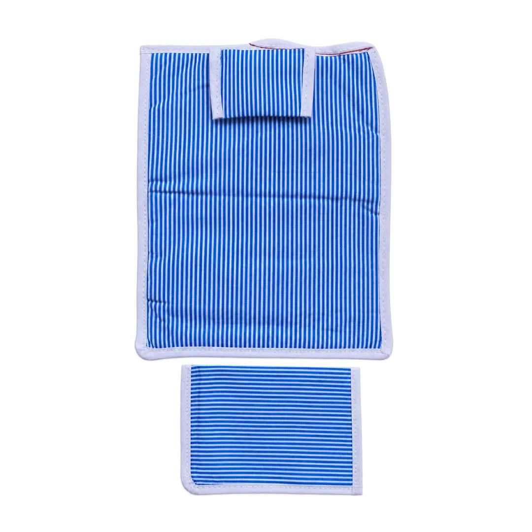 Soft Cotton Blue Striped Laddu Gopal Bed Set with Pillow & Chadar (6x8 Inch)