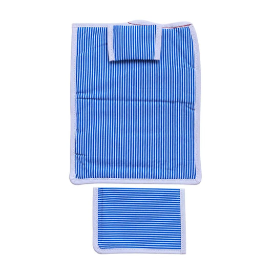 Soft Cotton Blue Striped Laddu Gopal Bed Set with Pillow & Chadar (6x8 Inch)