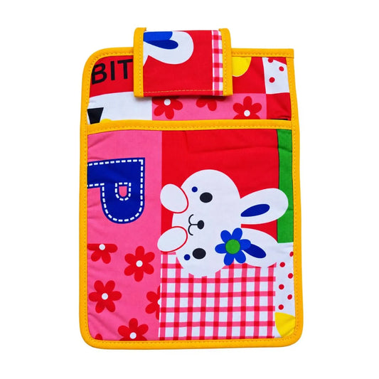 Soft Cotton Pocket Bister with Pillow Red, Pink & White Rabbit Floral Print (6×8 Inch)