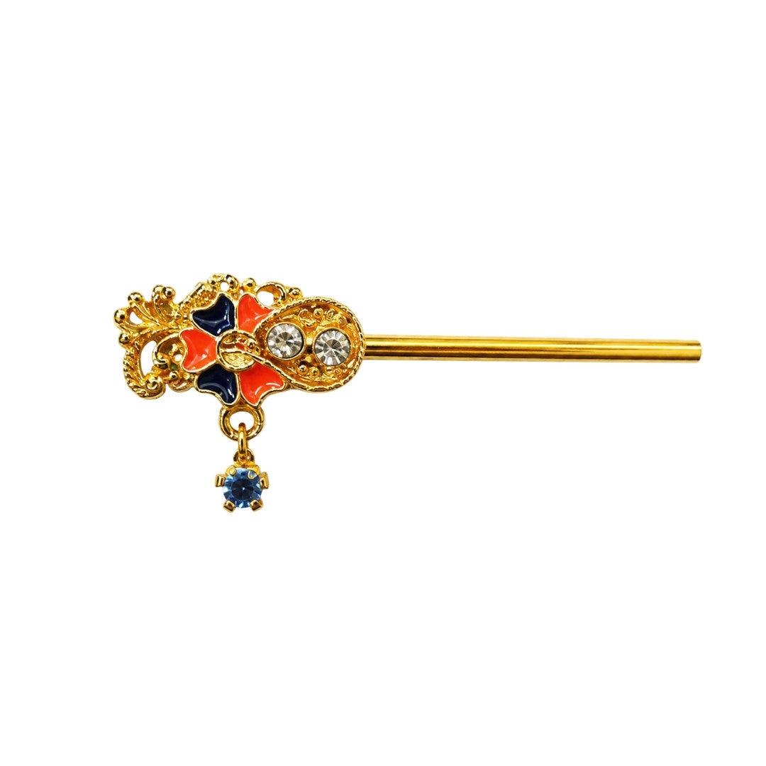 Decorative Blue and Orange Bal Gopal Flute ( Suitable for 0 to 1 No Idol )