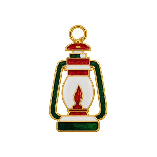 Green & White Decorative Metal Lantern for Laddu Gopal