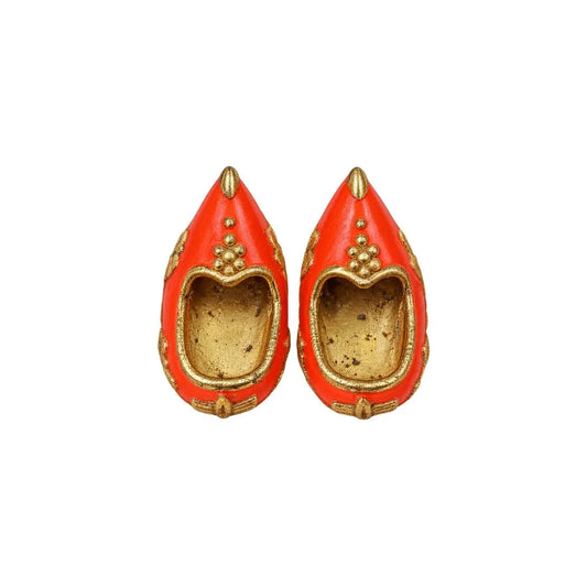 Orange & Golden Designer Metal Mojari for Laddu Gopal