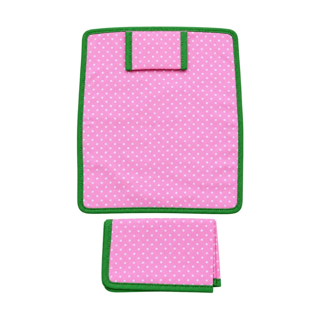 Pink Polka Dot Cotton Bed Sheet Set with Pillow & Blanket for Laddu Gopal (6x8 Inch)