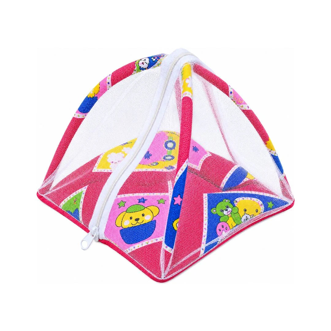 Premium Soft Cotton Cartoon Print Mosquito Net Bed with Matching Pillow for Thakur Ji