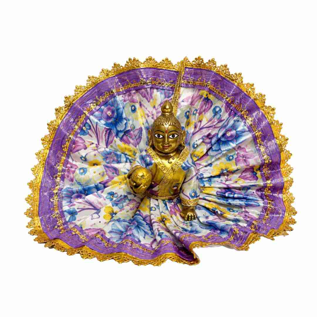 Premium Blue and Purple Laddu Gopal Summer Dress Floral Kanha Ji Poshak