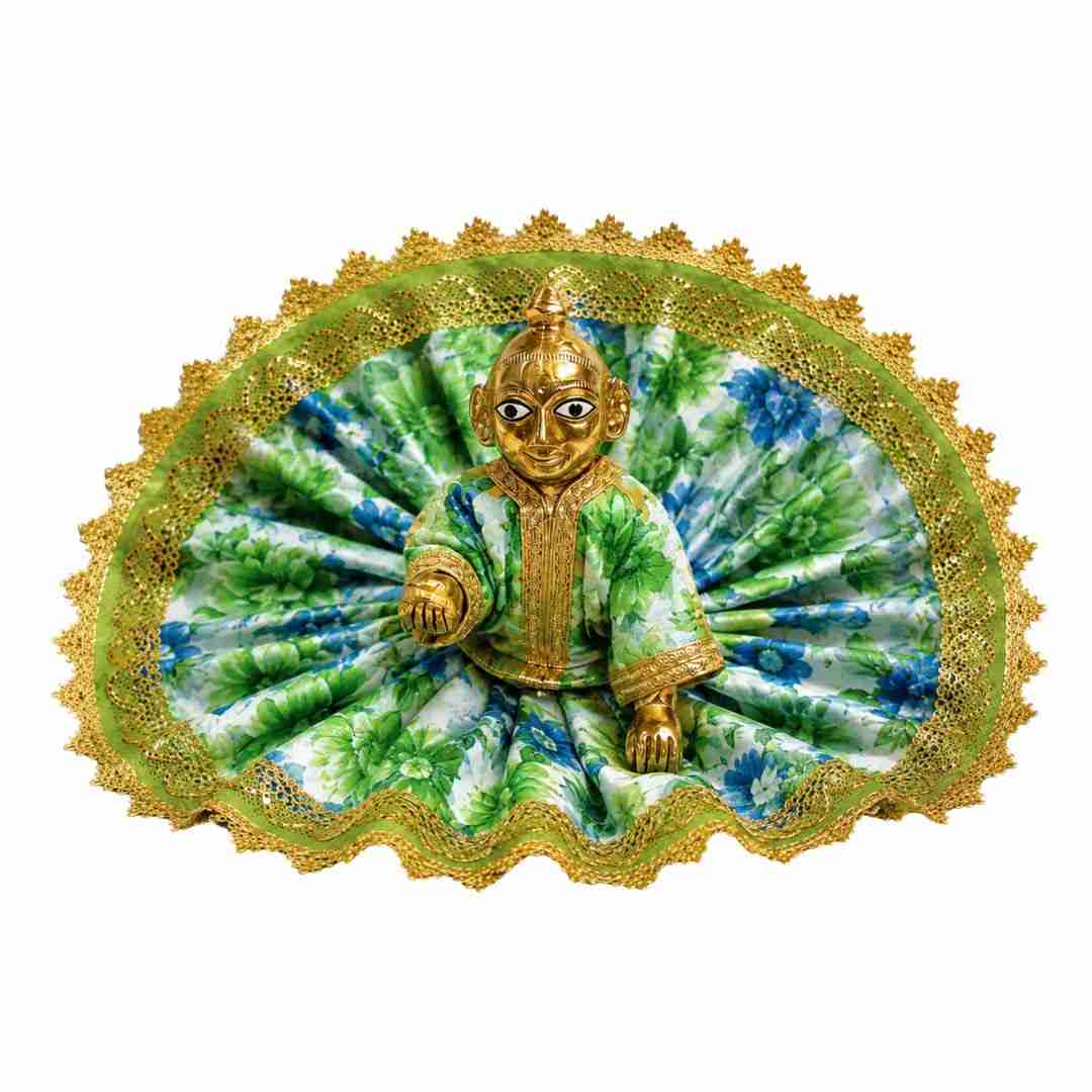 Fresh Green Laddu Gopal Summer Dress Cotton Floral Kanha Ji Poshak