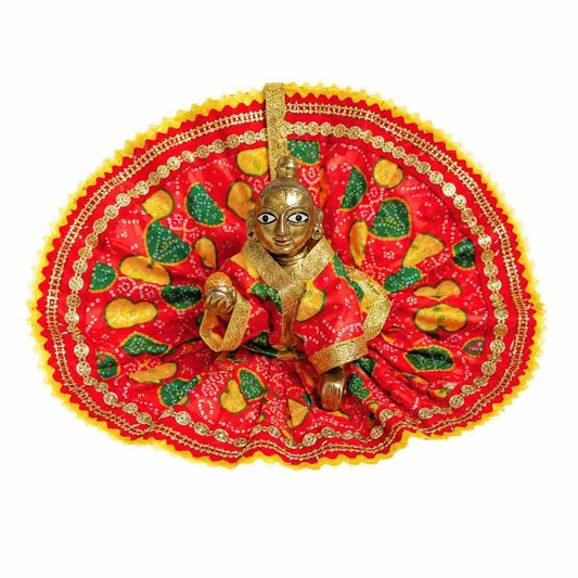 Vibrant Red Laddu Gopal Summer Dress Cotton Kanha Ji Poshak