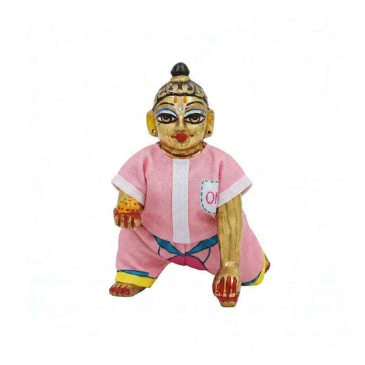 Beautiful Printed Pink Cotton Night Dress for Kanha Ji - Lordkart