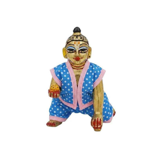 Blue and Pink Cotton Night Suit for Laddu Gopal - Lordkart