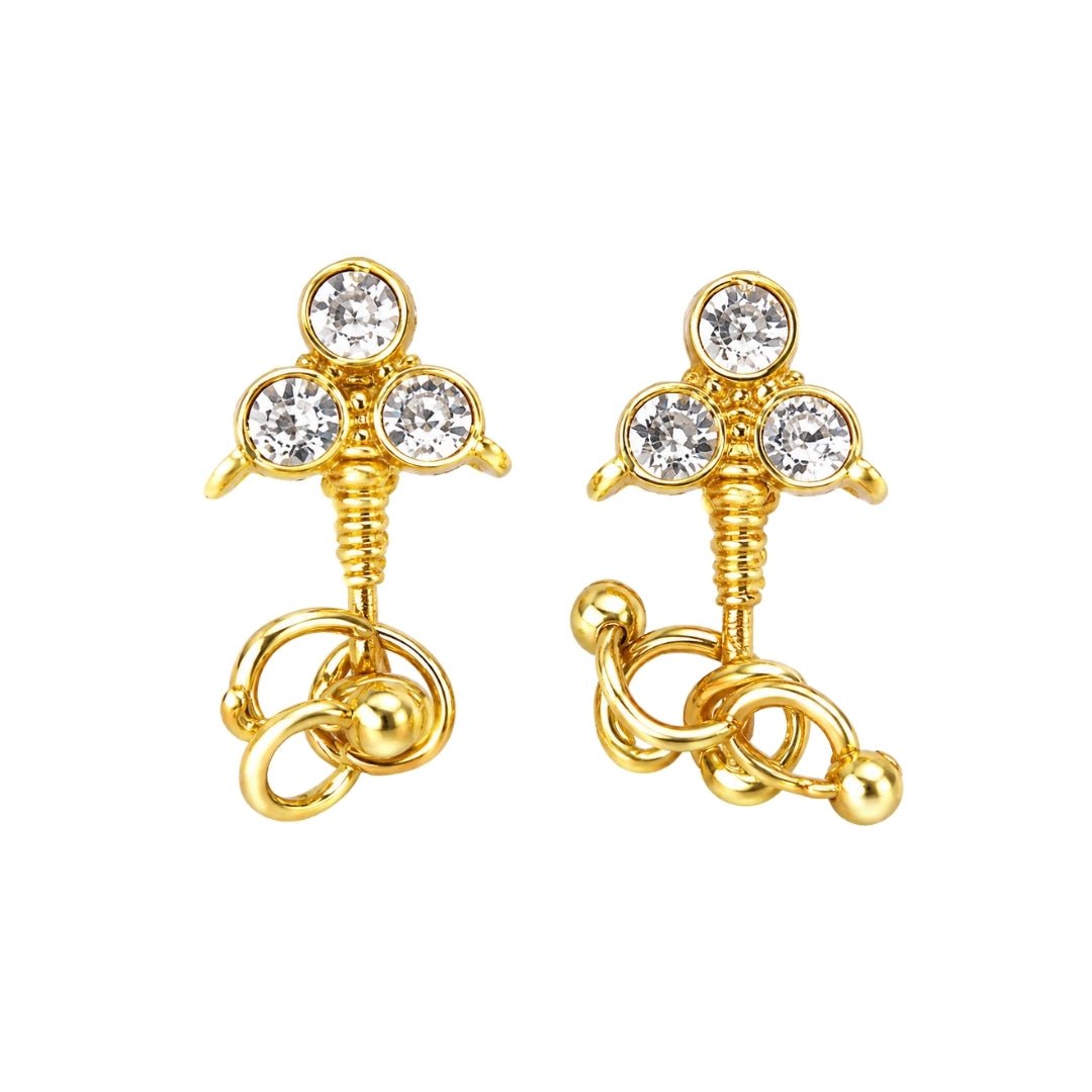 Designer Golden Jarkan Earrings for Laddu Gopal & Thakur Ji (Size 0-6) - Lordkart