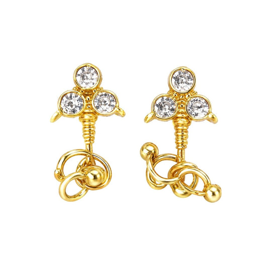Designer Golden Jarkan Earrings for Laddu Gopal & Thakur Ji (Size 0-6) - Lordkart