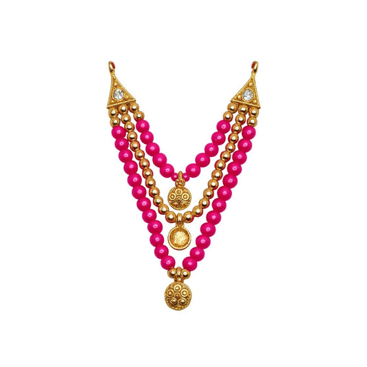 Designer Laddu Gopal Mala with Pink Beads and Golden Locket ( Size 0 to 6 ) - Lordkart
