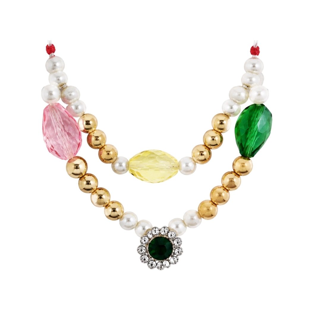Designer Multi-Color Beads with Jarkan Coated Mala For Kanhaji Shringar - Lordkart