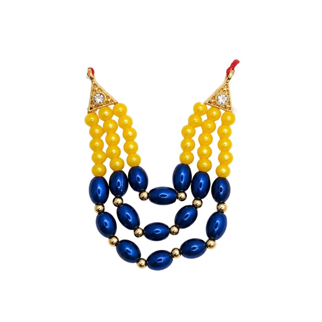 Designer Yellow and Blue Color 3 Layer Beads Laddu Gopal Mala for Shringar - Lordkart