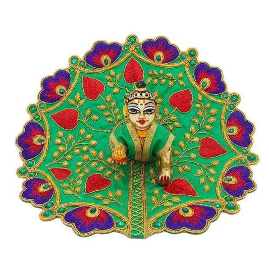 Green Designer Dress with Peacock Motif for kanha ji - Lordkart