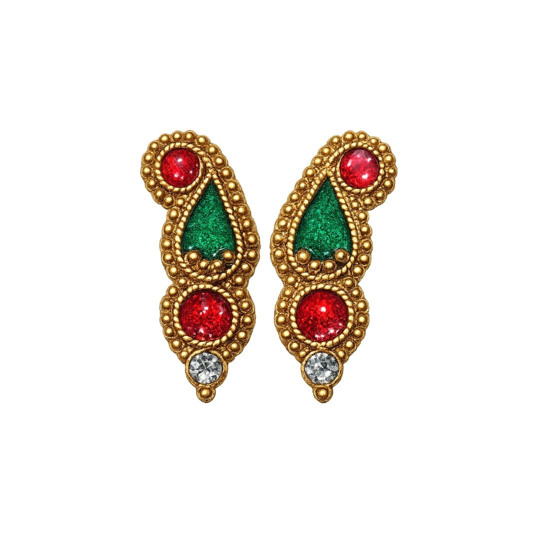 Handcrafted Jarkan Stone Laddu Gopal Ear Ornaments (Size 0-6) - Lordkart