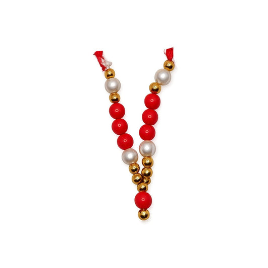 Handmade Red Golden Beads Kanthi Mala for Bal Gopal Shringar - Lordkart