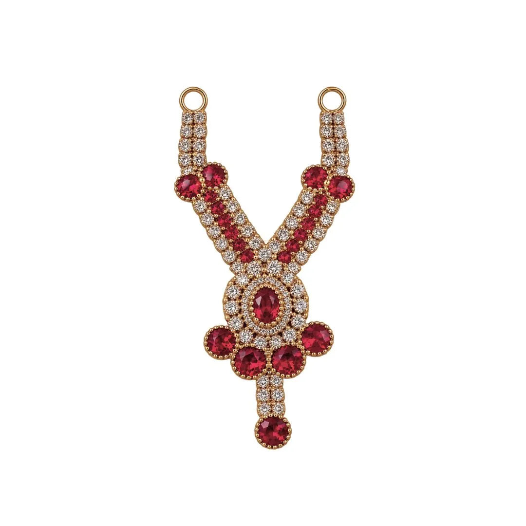 Red Stone Heavy Fancy 1.5 Inch Mala Necklace for Laddu Gopal