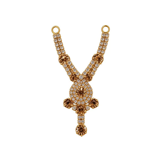 1.5 Inch Stone Kundan Necklace for Laddu Gopal - Golden Brown & White Stone Design