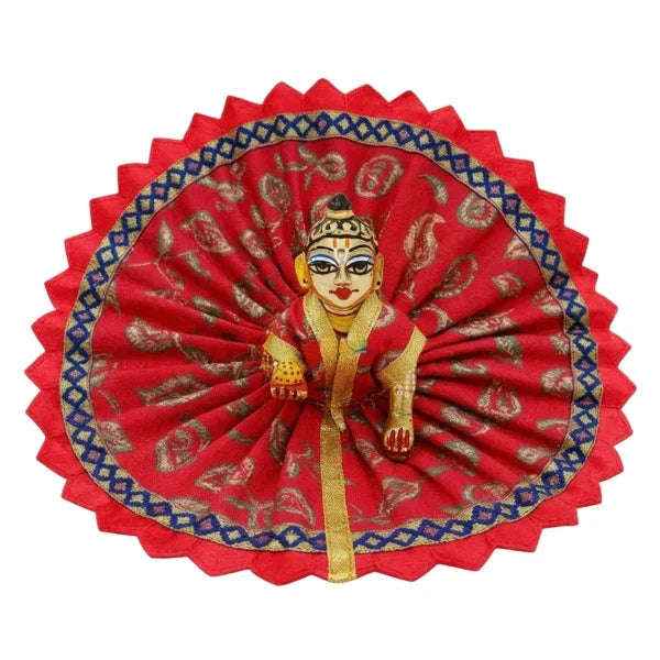 Leaf Printed Red Summer Poshak For Bal Gopal